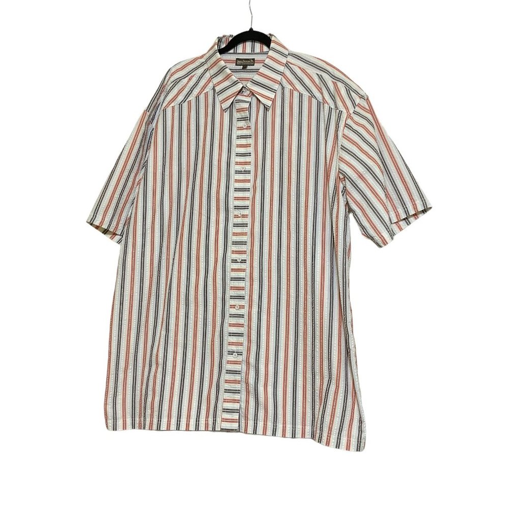 KNOCKOUT‎ Mens Brown, Orange, White Striped Cotton Shirt Size 3xl Button Down